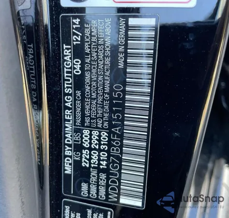 2015 Mercedes-Benz S 63 Amg from USA, damaged, VIN WDDUG7JB6FA151150
